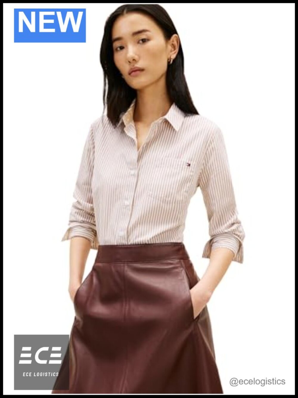 Women's Cotton Poplin Button Down Shirt Long Sleeve Regular Fit
